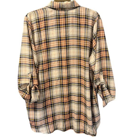 Moa Moa Woman Plaid Button-Up Shirt 3/4 Sleeve Size 2X Blouse - Picture 11 of 12